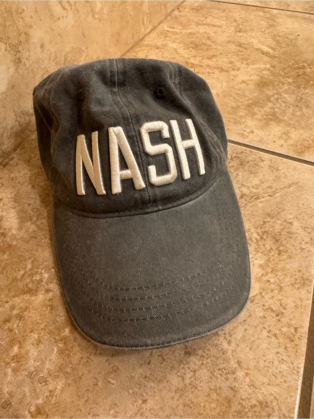 NASH Embroidered Baseball Cap in Charcoal Gray